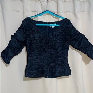 CHETTA B vintage Black Ruched Women's blouse 8